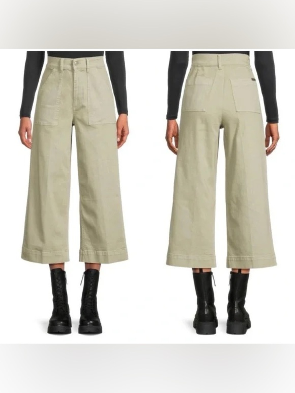 Joe's Jeans Desert Sage Wide Leg Crop Pants Utility Size 27 High Rise Stretch